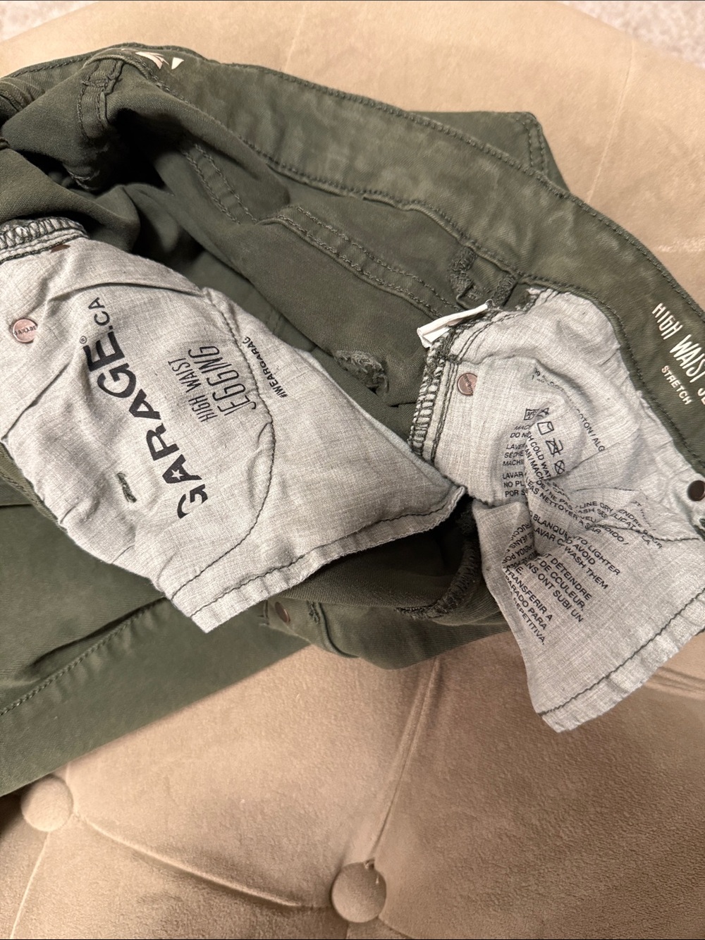 Garage Olive Green High Waisted Jegging